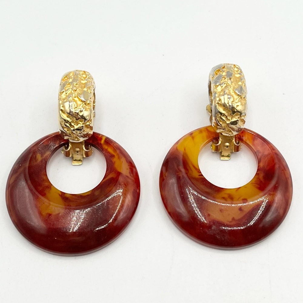 Vintage Kenneth Jay Lane Kjl Signed Hoop Earrings - image 1